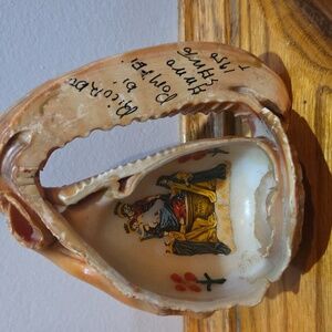 Vtg 1950 Hand Carved Ricardo Di Pompei Signed Painted Conch Shell